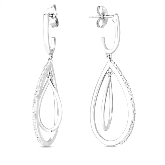 Diamond interlocking Drop Earrings Brand New - Picture 4 of 10